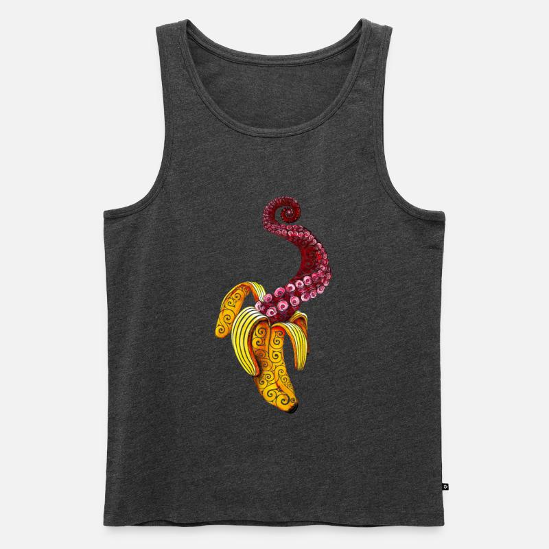 Wirbelnde Mutant-Banane - Männer Premium Bio Tank Top - Anthrazit meliert