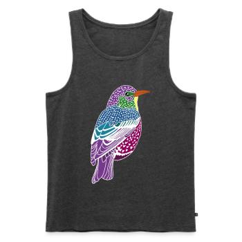 Multicolored bird - Men's Premium Organic Tank Top - heather anthracite - Front - AI Model Male 178 light (178cm)