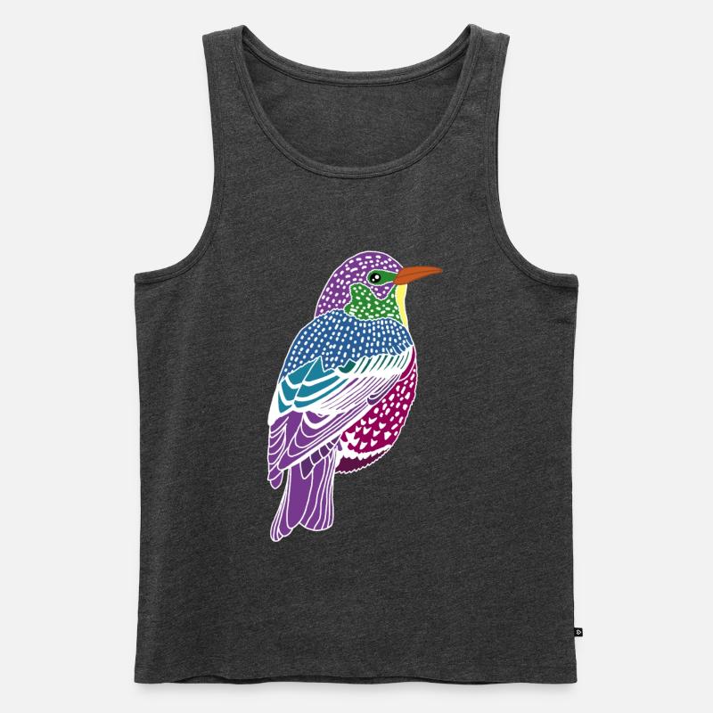 Mehrfarbiger Vogel - Männer Premium Bio Tank Top - Anthrazit meliert