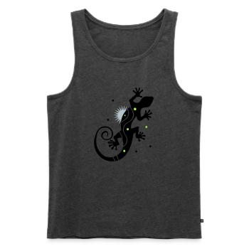 Stilisierter Gecko im klaren Vektorstil - Männer Premium Bio Tank Top - Anthrazit meliert - Vorne - Michal (187cm)