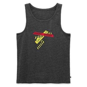 verschiedene Absperrbänder Gefahr und Vorsicht - Männer Premium Bio Tank Top - Anthrazit meliert - Vorne - AI Model Male 178 light (178cm)