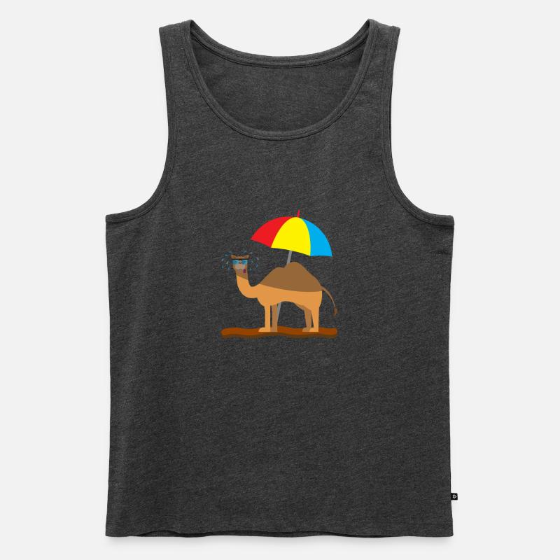 Kindershirt Kamel Kindermotiv schwitzendes Kamel - Männer Premium Bio Tank Top - Anthrazit meliert