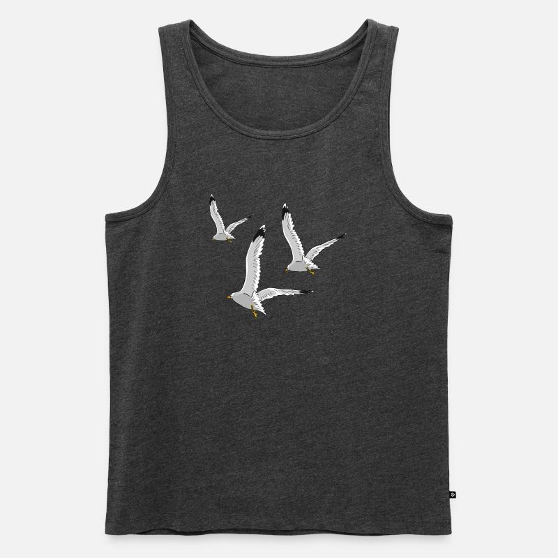 moewe vogel strand urlaub - Männer Premium Bio Tank Top - Anthrazit meliert