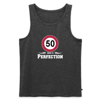 50.Geburtstag , 50 Jahre , Aged to Perfection (25) - Männer Premium Bio Tank Top - Anthrazit meliert - Vorne - Michal (187cm)