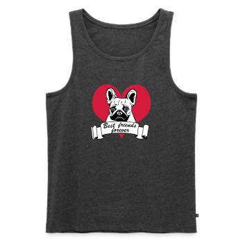 French Bulldog, French Bulldog ... / + - Men's Premium Organic Tank Top - heather anthracite - Front - Michal (187cm)