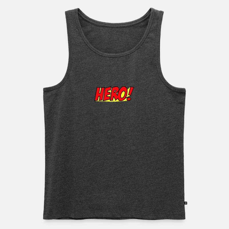 Superhelden Comics Geschichte Illustration - Männer Premium Bio Tank Top - Anthrazit meliert