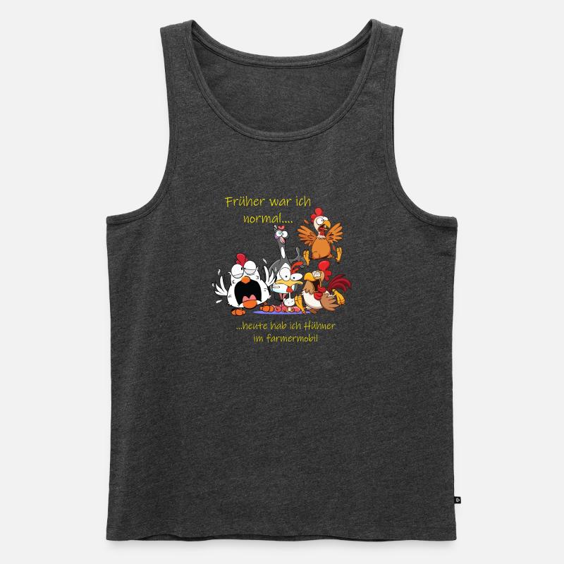 Früher war ich normal ---- Hühnershirt - Männer Premium Bio Tank Top - Anthrazit meliert