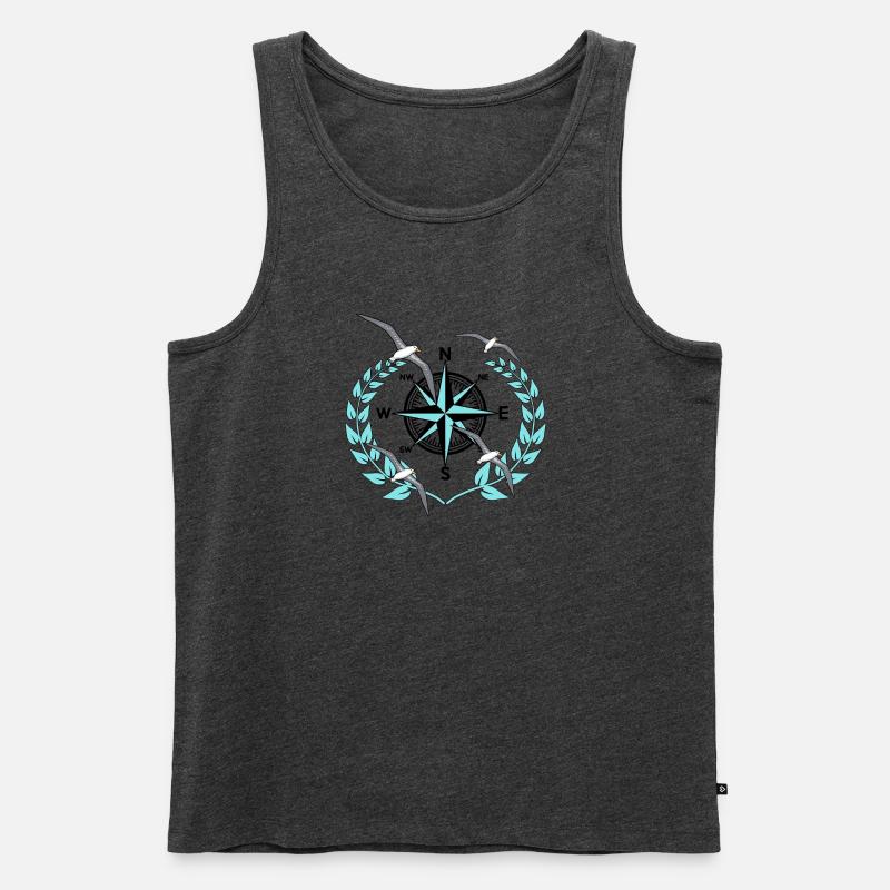 Kompass Windrose Möwen Nautik Maritim Seefahrt - Männer Premium Bio Tank Top - Anthrazit meliert