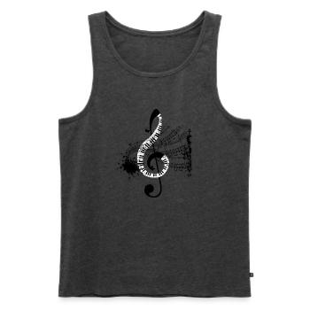 Notenschlüssel aus Klaviertasten - Männer Premium Bio Tank Top - Anthrazit meliert - Vorne - Michal (187cm)