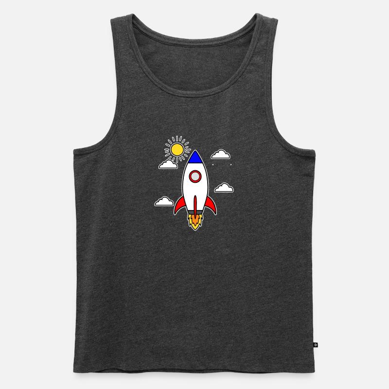 Schulstart Rakete Raumschiff Schulbeginn Schule - Männer Premium Bio Tank Top - Anthrazit meliert
