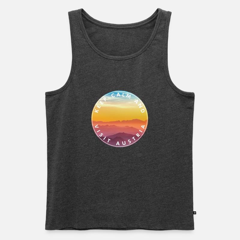 Keep Calm Visit Austria Kreis Badge - Männer Premium Bio Tank Top - Anthrazit meliert