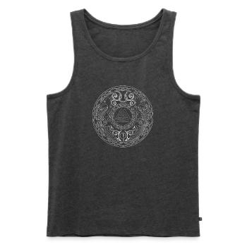 Mandala runique à triade centrale - Débardeur bio Premium Homme - anthracite chiné - Devant - Michal (187cm)