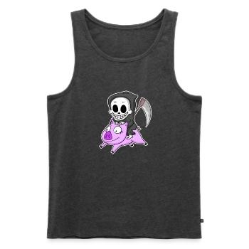Grim Reaper and Pig - Men's Premium Organic Tank Top - heather anthracite - Front - Michal (187cm)