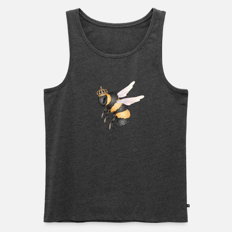 Zeichnung einer fliegenden Hummel mit Krone - Männer Premium Bio Tank Top - Anthrazit meliert