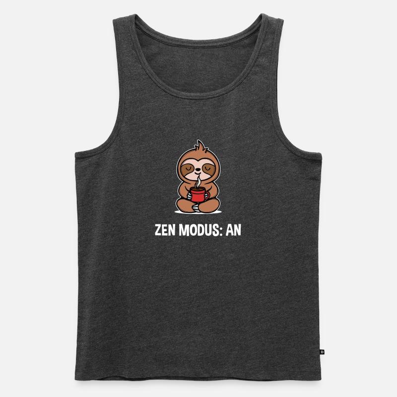 Faultier Spruch Koffein Kaffee Kaffeetrinker - Männer Premium Bio Tank Top - Anthrazit meliert