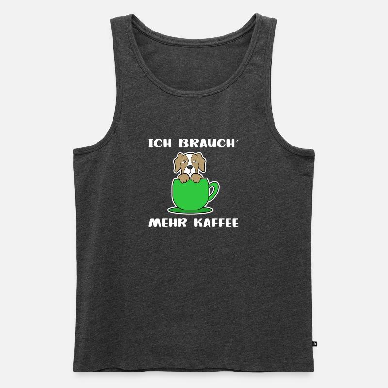 Kaffee Hund Kaffeetasse Statement Kaffeeliebhaber - Männer Premium Bio Tank Top - Anthrazit meliert