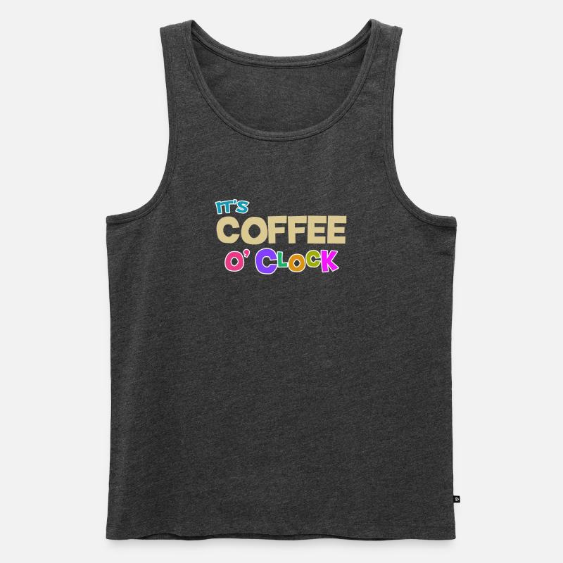Cool Kaffee Koffein Statement Kaffeeliebhaber - Männer Premium Bio Tank Top - Anthrazit meliert