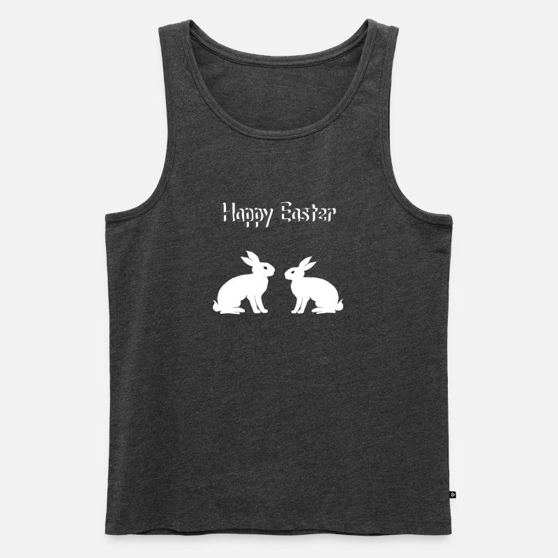 ostersprüche, Happy easter Osterhasen - Männer Premium Bio Tank Top - Anthrazit meliert