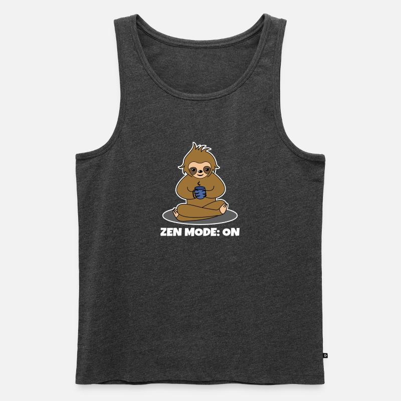 Kaffeetrinker Faultier Kaffeetasse Kaffee Spruch - Männer Premium Bio Tank Top - Anthrazit meliert