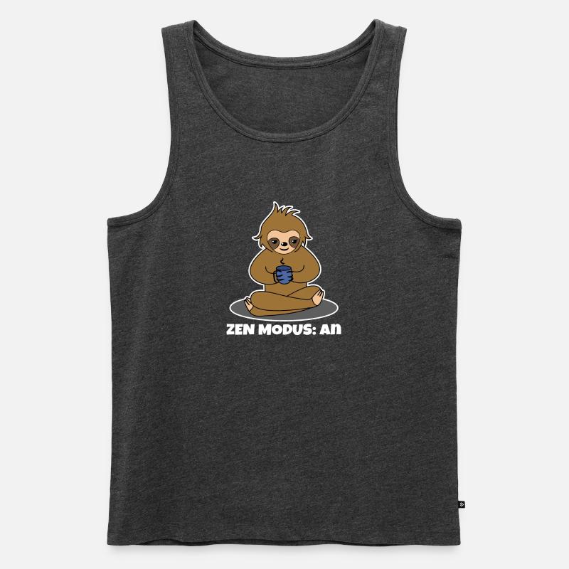 Kaffeetrinker Kaffee Trinken Faultier Kaffeetasse - Männer Premium Bio Tank Top - Anthrazit meliert