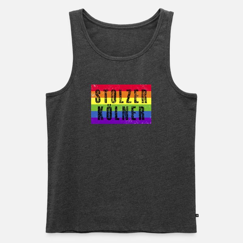 Stolzer Kölner - Regenbogenfahne - Männer Premium Bio Tank Top - Anthrazit meliert