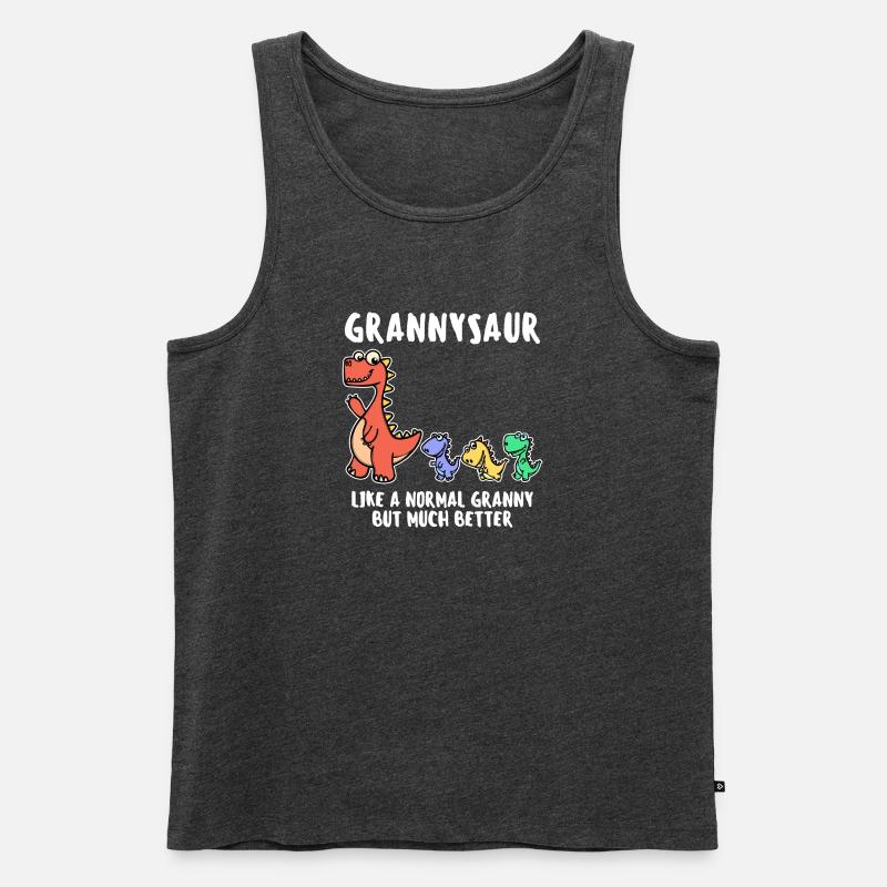 Oma Cool Statement Großmutter Dinosaurier - Männer Premium Bio Tank Top - Anthrazit meliert