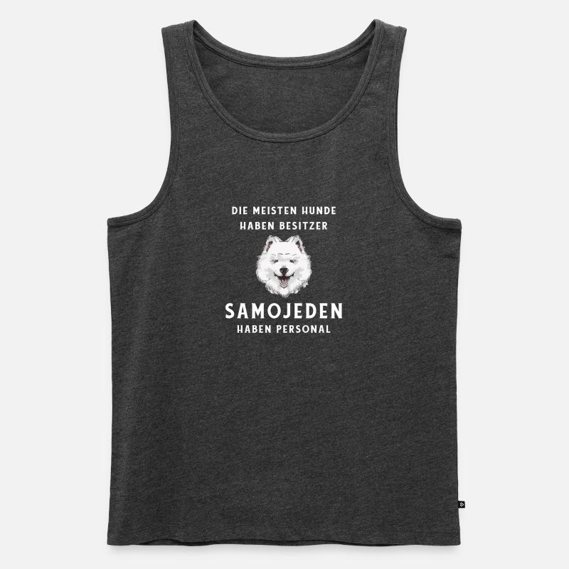 Lustiges Samojede Design - Männer Premium Bio Tank Top - Anthrazit meliert