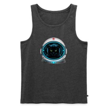 angry space cat astronaut - Men's Premium Organic Tank Top - heather anthracite - Front - AI Model Male 178 light (178cm)