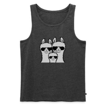 Lama Famille Parents Enfant - Débardeur bio Premium Homme - anthracite chiné - Devant - Michal (187cm)