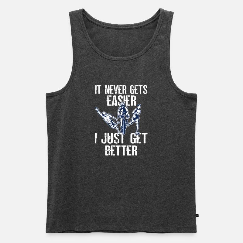 Es Wird Nie Einfacher Triathlon - Männer Premium Bio Tank Top - Anthrazit meliert