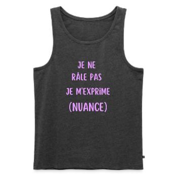 Je ne râle pas je m'exprime - Débardeur bio Premium Homme - anthracite chiné - Devant - Michal (187cm)