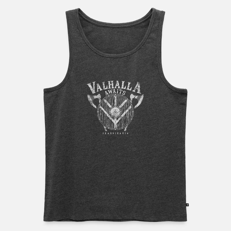 Valhalla Awaits - Männer Premium Bio Tank Top - Anthrazit meliert