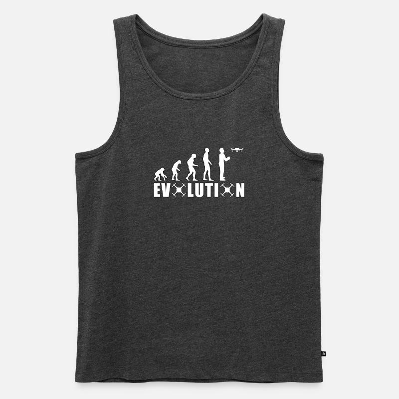 EVOLUTION DROHNE Geschenk Bodenpilot Fliegen - Männer Premium Bio Tank Top - Anthrazit meliert