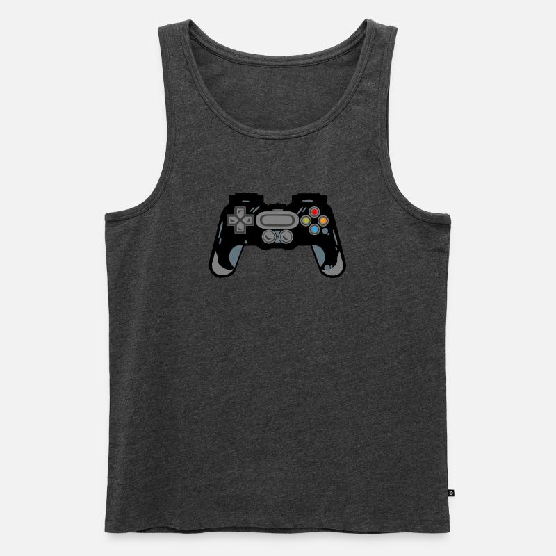 Retro Controller Silhouette - Männer Premium Bio Tank Top - Anthrazit meliert