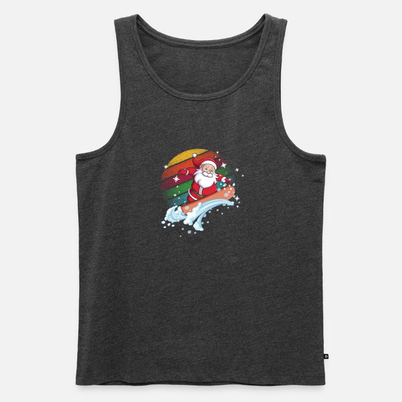 Santa Surfer Regenbogen - Männer Premium Bio Tank Top - Anthrazit meliert
