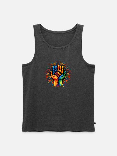 Sharing is Caring - Community - Helping Hand - Men's Premium Organic Tank Top - heather anthracite