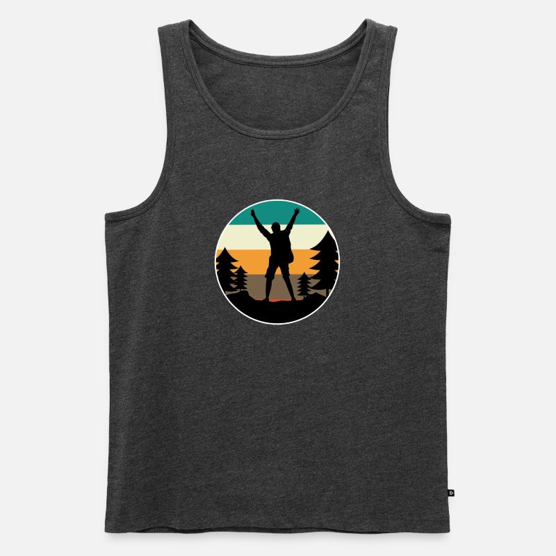 Berggipfel Wanderer Wanderung Bergsteigen Klettern - Männer Premium Bio Tank Top - Anthrazit meliert