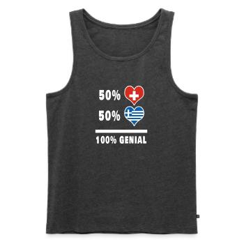 Griechenland und Schweiz 100% Genial Flagge - Männer Premium Bio Tank Top - Anthrazit meliert - Vorne - Michal (187cm)