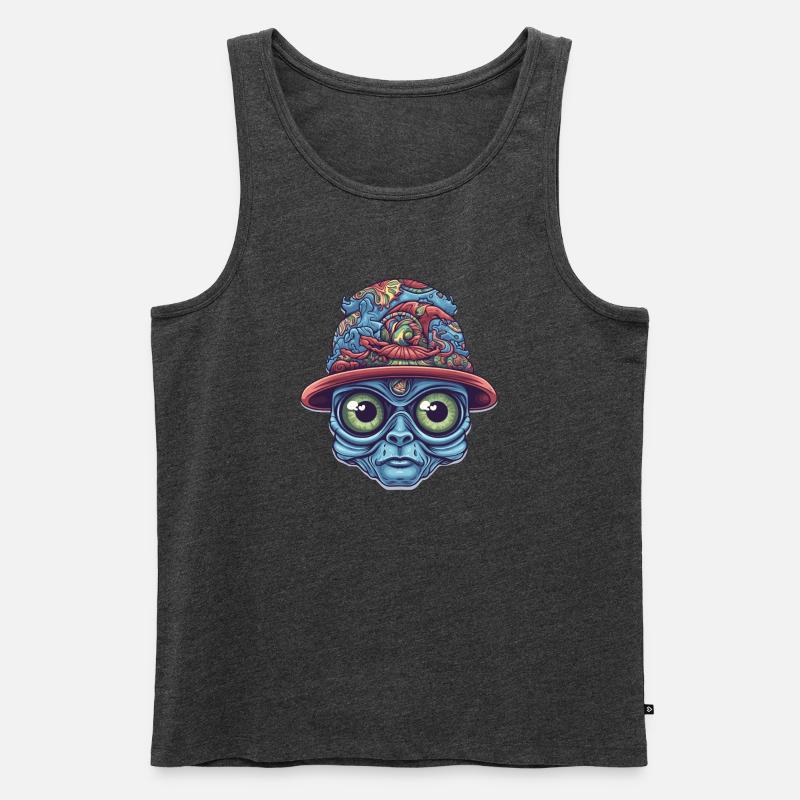 Psychedelischer Alien - Männer Premium Bio Tank Top - Anthrazit meliert