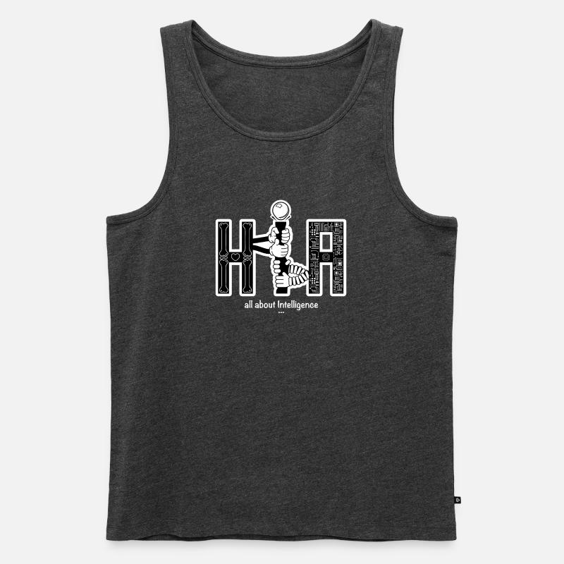 Human vs Artificial Intelligence - Men's Premium Organic Tank Top - heather anthracite
