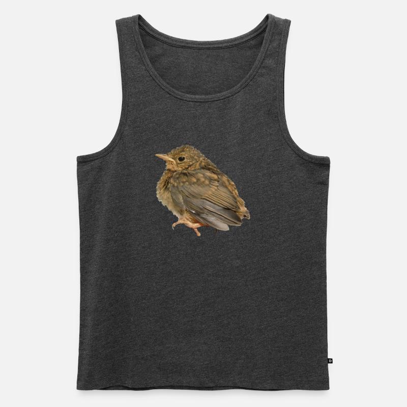 Rotkehlchen Ästling - Männer Premium Bio Tank Top - Anthrazit meliert