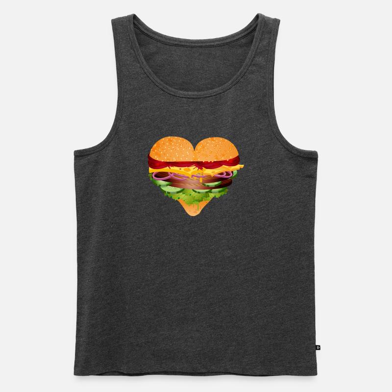 gefülltes Burger Brötchen in Herz Form Variation - Männer Premium Bio Tank Top - Anthrazit meliert