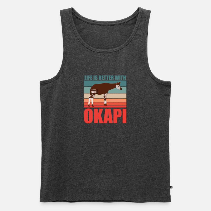 Okapi im Einklang mit der Natur - Männer Premium Bio Tank Top - Anthrazit meliert