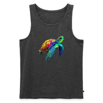 Tortue marine - Débardeur bio Premium Homme - anthracite chiné - Devant - Michal (187cm)