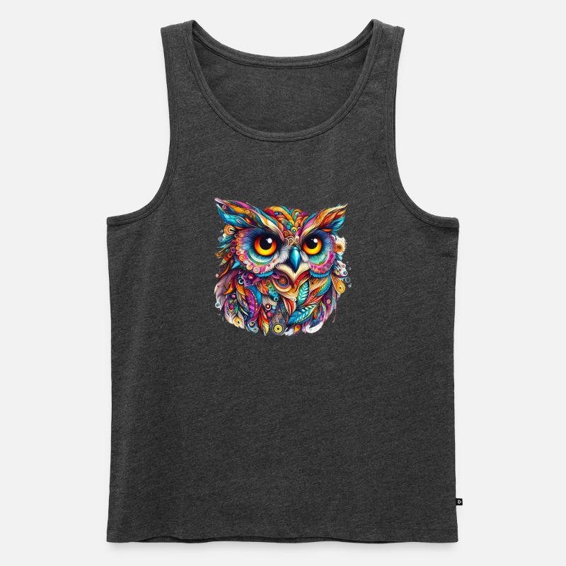 Eule - Männer Premium Bio Tank Top - Anthrazit meliert