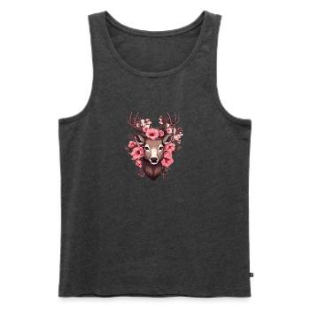 Roe Deer with Flowers Costumes Deer Head Deer Head - Men's Premium Organic Tank Top - heather anthracite - Front - AI Model Male 178 light (178cm)