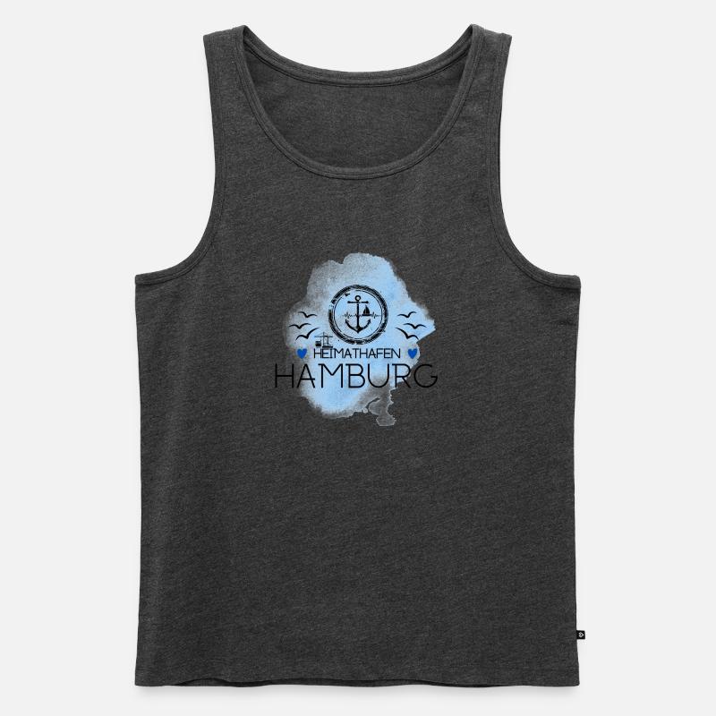Hamburg Heimathafen- Ankermotiv - Männer Premium Bio Tank Top - Anthrazit meliert