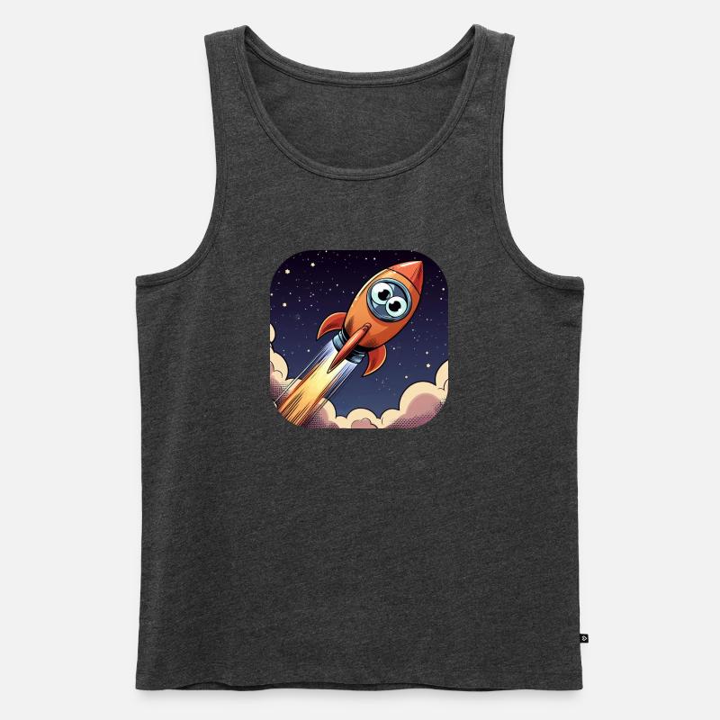 Comic Rakete mit Augen - Männer Premium Bio Tank Top - Anthrazit meliert
