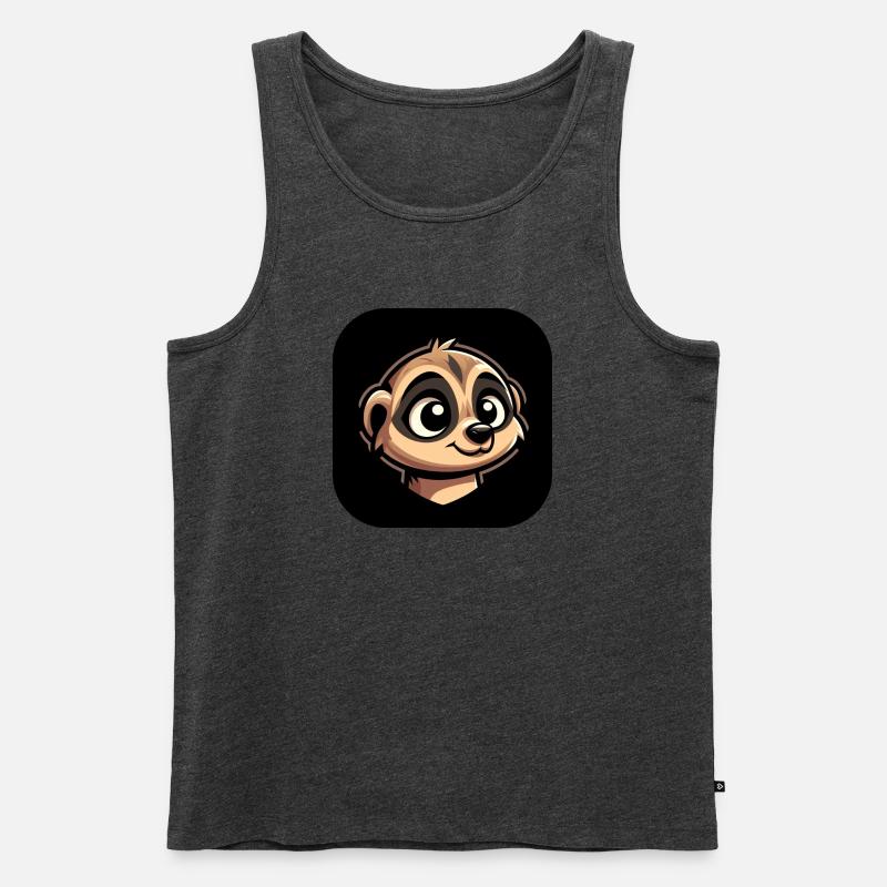 Erdmännchen Kopf im Comic Stil - Männer Premium Bio Tank Top - Anthrazit meliert