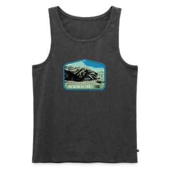 Écusson Paysage Pyrénées : Nature Authentique - Débardeur bio Premium Homme - anthracite chiné - Devant - AI Model Male 178 light (178cm)
